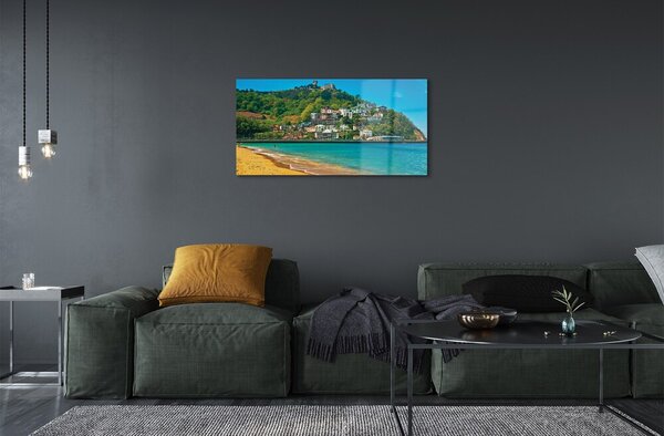 Sklenený obraz Španielsko pláž horské mestečko 100x50 cm 2 Prívesky