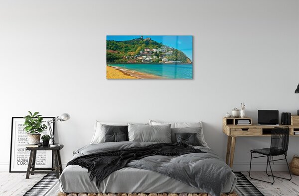 Sklenený obraz Španielsko pláž horské mestečko 100x50 cm 2 Prívesky