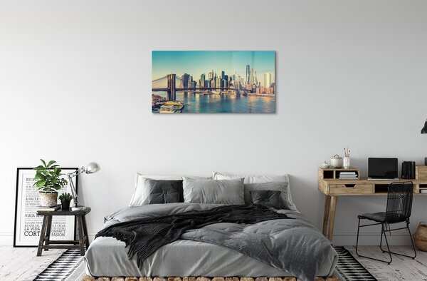 Sklenený obraz Panorama bridge river 100x50 cm 2 Prívesky