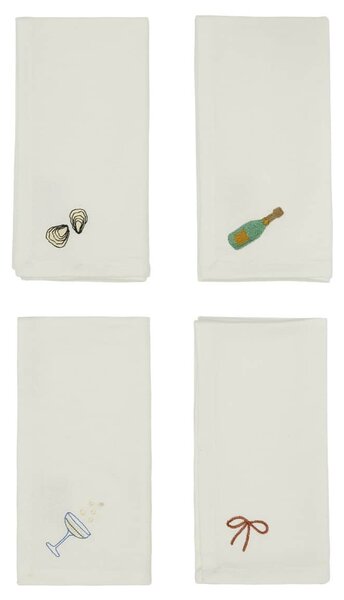 Látkové obrúsky New Year Embroidered – set 4 ks