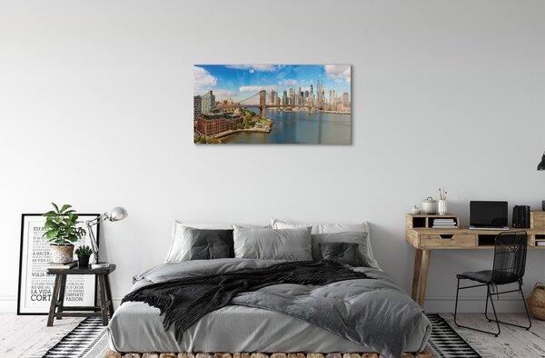 Sklenený obraz Bridge panorama mrakodrapov 100x50 cm 2 Prívesky