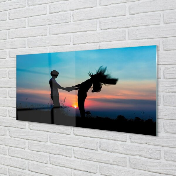 Sklenený obraz Ľudia neba západ 100x50 cm 2 Prívesky