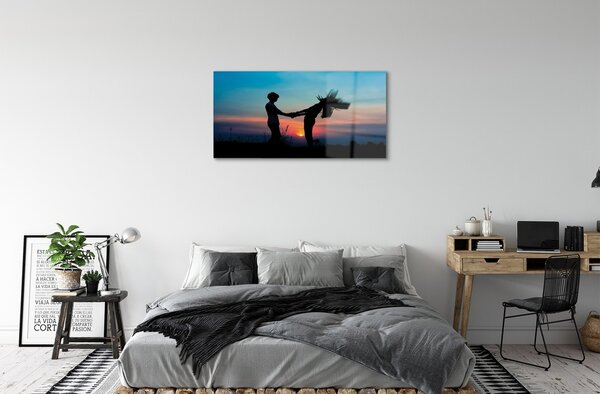Sklenený obraz Ľudia neba západ 100x50 cm 2 Prívesky