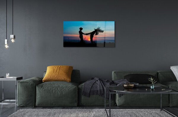 Sklenený obraz Ľudia neba západ 100x50 cm 2 Prívesky