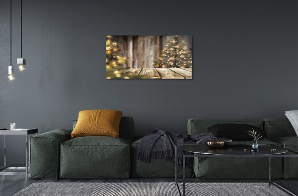 Sklenený obraz Dosky vianočné stromčeky 100x50 cm 2 Prívesky