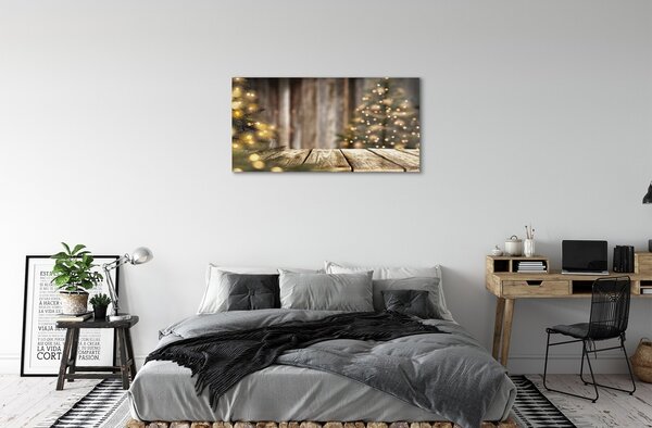 Sklenený obraz Dosky vianočné stromčeky 100x50 cm 2 Prívesky