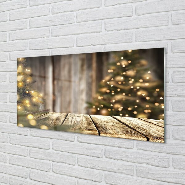 Sklenený obraz Dosky vianočné stromčeky 100x50 cm 2 Prívesky