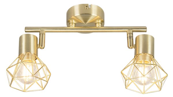 Bodové svetlo Art Deco mosadzné sklápateľné a otočné 2-žiarovkové - Mosh