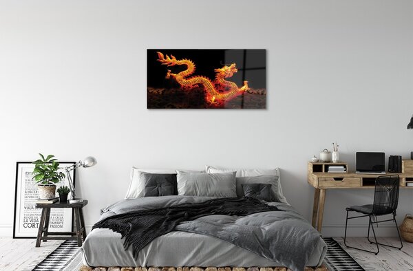 Sklenený obraz Gold dragon 100x50 cm 2 Prívesky