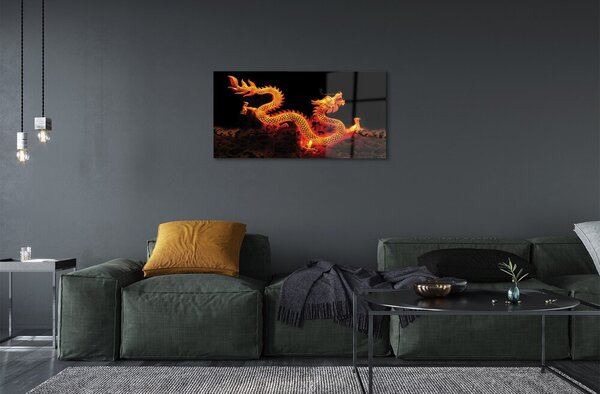 Sklenený obraz Gold dragon 100x50 cm 2 Prívesky