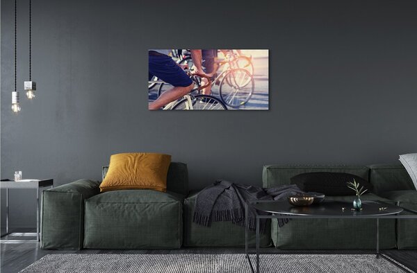 Obraz na skle cyklisti ľudí 100x50 cm 2 Prívesky