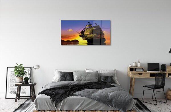 Obraz na skle Sky ship sea 100x50 cm 2 Prívesky