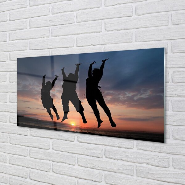 Obraz na skle Ľudia mraky západ 100x50 cm 2 Prívesky