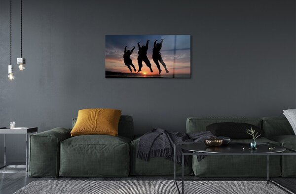 Obraz na skle Ľudia mraky západ 100x50 cm 2 Prívesky