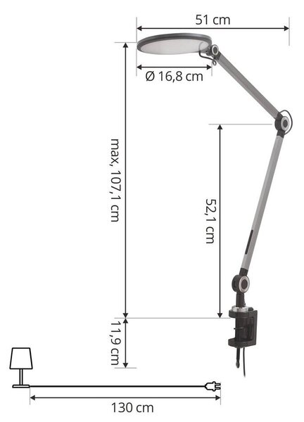 Lindby - Nyxaris LED Stolová Lampa w/Clamp CCT Grey - Lampemesteren