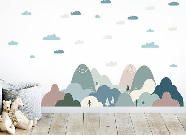 Nalepte.cz Nordic kopčeky textilní prelepiteľné nálepky na stenu arch 75 x 23 cm