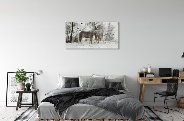 Sklenený obraz Zimný lesné jednorožce 100x50 cm 2 Prívesky
