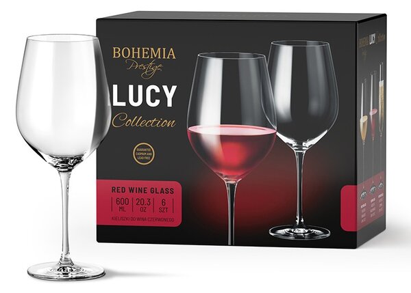 BOHEMIA PRESTIGE LUCY POHÁR NA ČERVENÉ VÍNO 600ML SADA 6KS