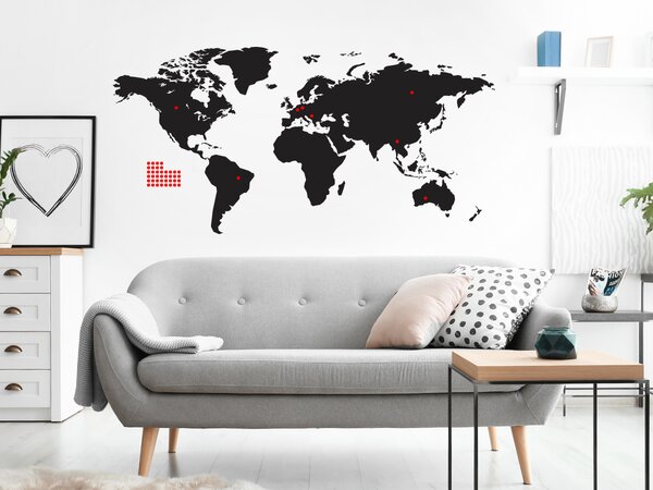Nalepte.cz Mapa sveta nálepka na stenu 50 x 24 cm