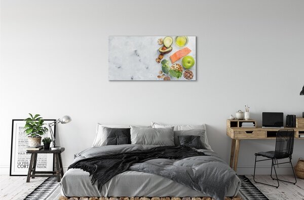 Obraz na skle Lososový olej jablko orechy 100x50 cm 2 Prívesky