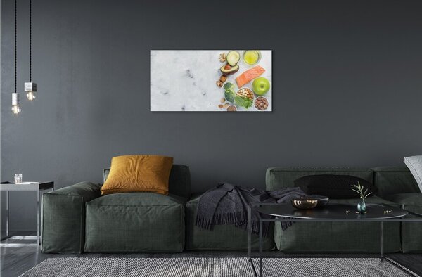 Obraz na skle Lososový olej jablko orechy 100x50 cm 2 Prívesky