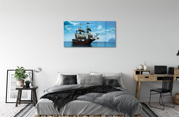 Obraz na skle Loď oblohy zatiahnuté morská 100x50 cm 2 Prívesky