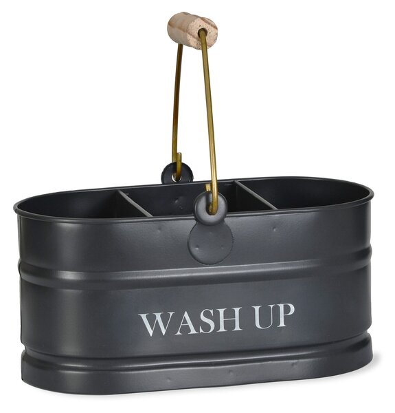 Plechové vedro s priehradkami Wash Up Tidy Carbon