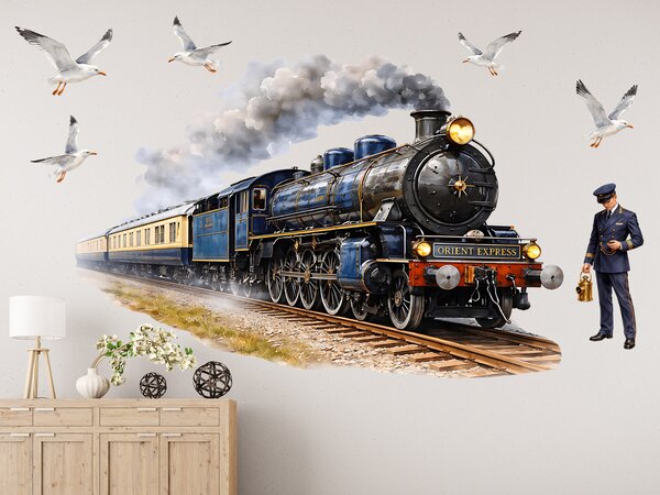 Nalepte.cz Vlak Orient express textilní prelepiteľná nálepka na stenu arch 75 x 50 cm