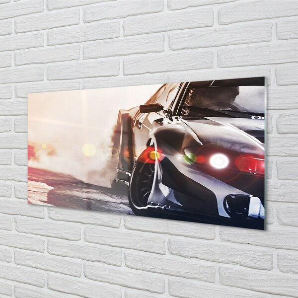 Obraz na skle Čierne auto light 100x50 cm 2 Prívesky