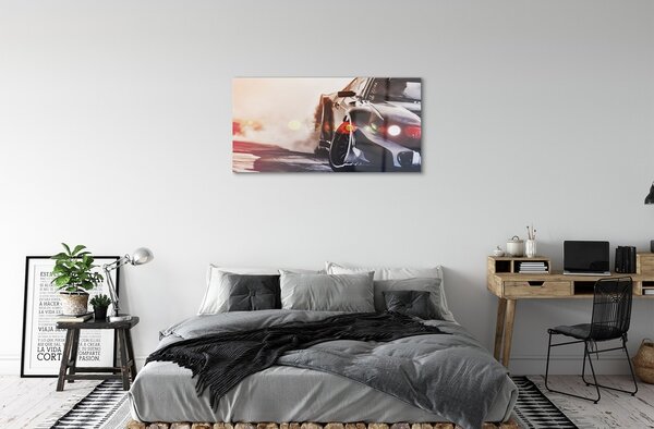 Obraz na skle Čierne auto light 100x50 cm 2 Prívesky