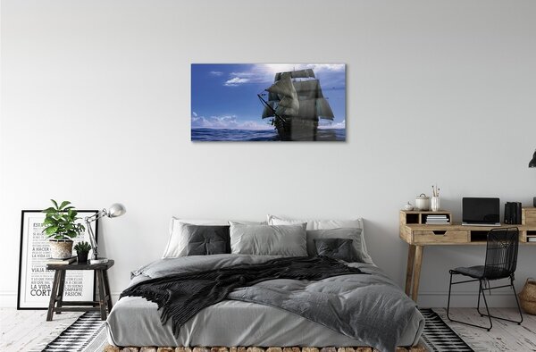 Obraz na skle Morská oblačnosti loď 100x50 cm 2 Prívesky