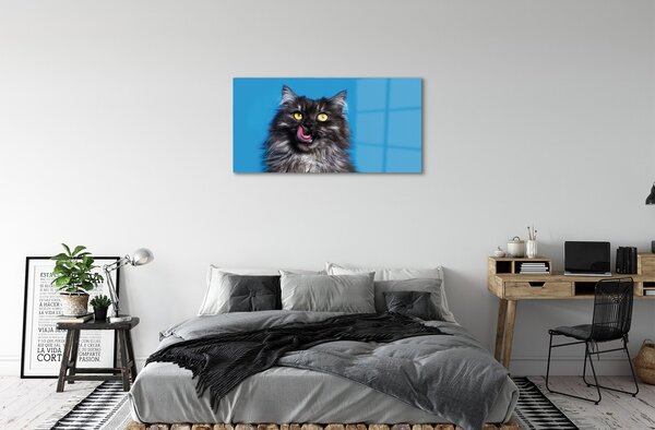 Sklenený obraz Oblizujący mačka 100x50 cm 2 Prívesky