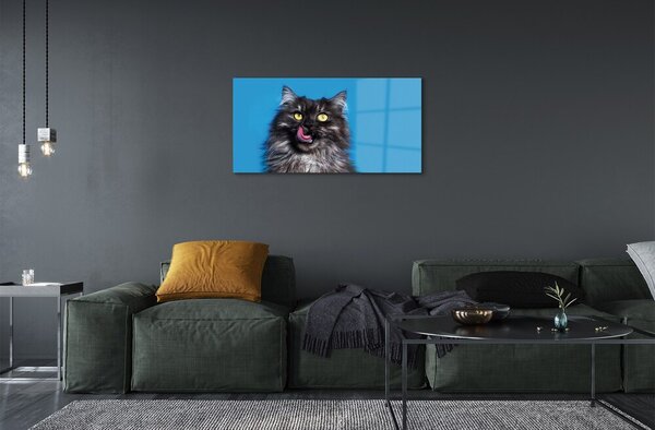 Sklenený obraz Oblizujący mačka 100x50 cm 2 Prívesky