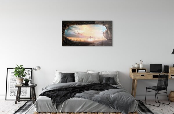Sklenený obraz Cave prekročí vtáky 100x50 cm 2 Prívesky