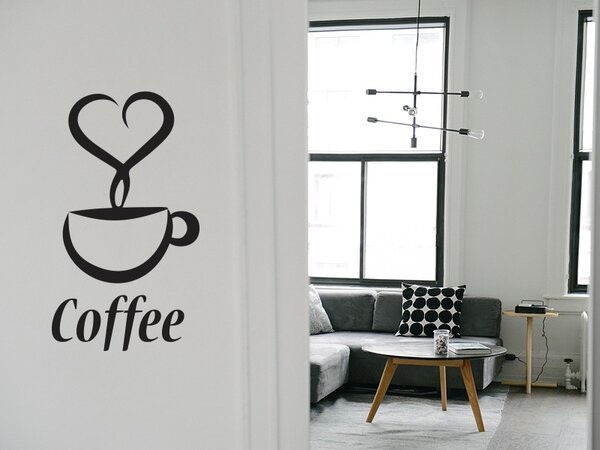 Nalepte.cz Love Coffee nálepka na stenu 11 x 20 cm