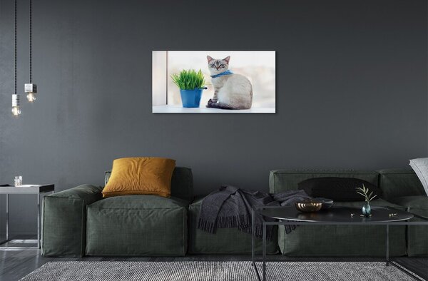 Sklenený obraz sediaci mačka 100x50 cm 2 Prívesky