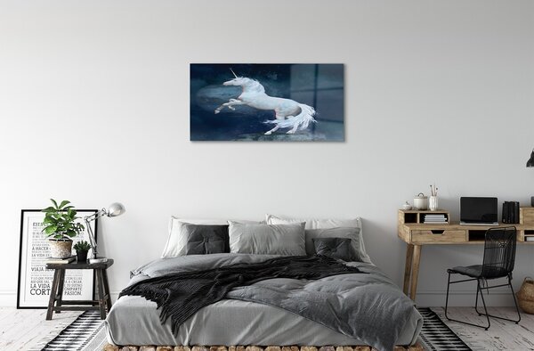 Sklenený obraz Unicorn planét sky 100x50 cm 2 Prívesky