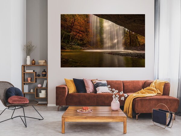 Nalepte.cz Lesný vodopád textilní prelepiteľná nálepka na stenu 48 x 30 cm