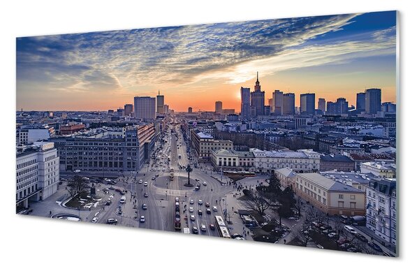 Sklenený obraz Varšava mrakodrapy Sunset 100x50 cm 2 Prívesky