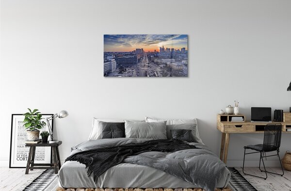 Sklenený obraz Varšava mrakodrapy Sunset 100x50 cm 2 Prívesky