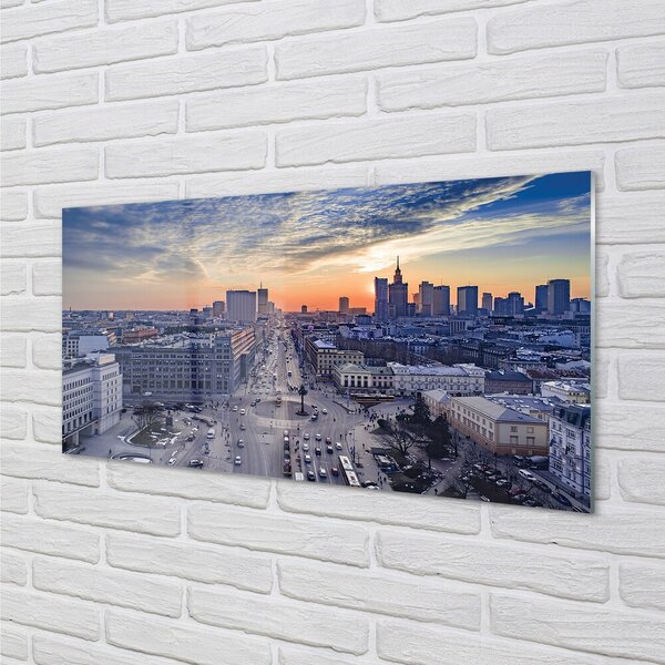 Sklenený obraz Varšava mrakodrapy Sunset 100x50 cm 2 Prívesky