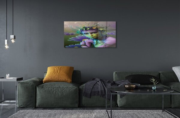 Sklenený obraz Elf žene kvety 100x50 cm 2 Prívesky