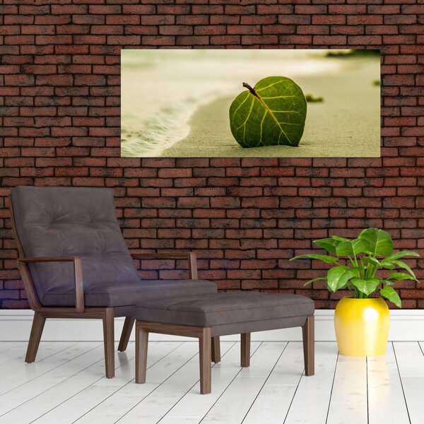Obraz listu v piesku (120x50 cm)
