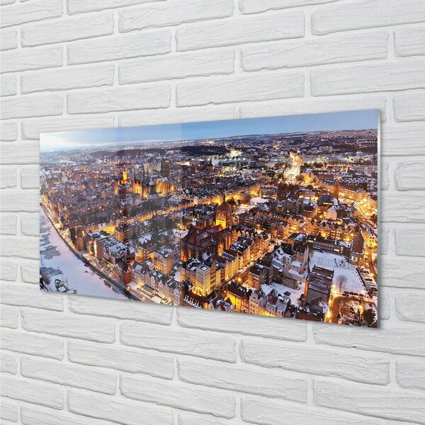 Sklenený obraz Gdańsk Winter panorama rieka 100x50 cm 2 Prívesky