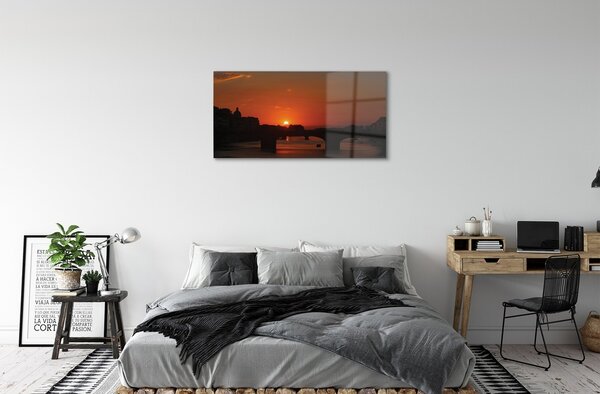 Sklenený obraz Taliansko rieka západu slnka 100x50 cm 2 Prívesky