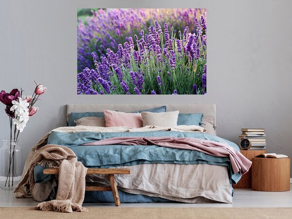 Nalepte.cz Levanduľa textilní prelepiteľná nálepka na stenu 45 x 30 cm
