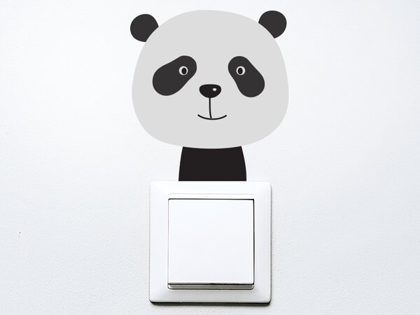 Nalepte.cz Panda na vypínač textilní prelepiteľná nálepka na stenu 10 x 11 cm