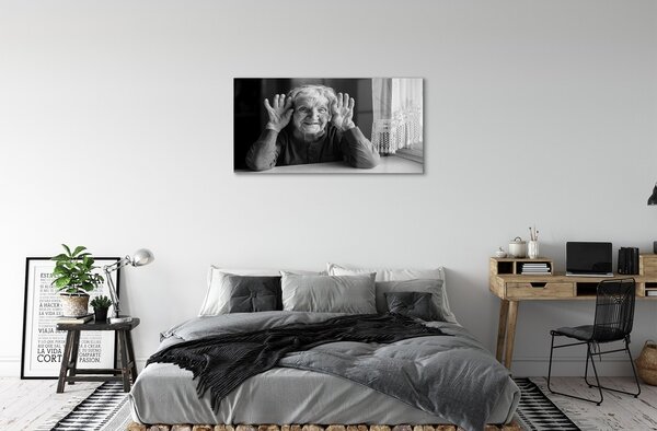 Obraz na skle staršia žena 100x50 cm 2 Prívesky