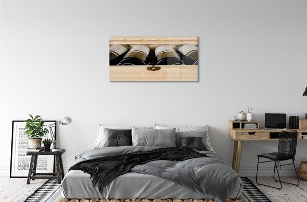 Obraz na skle Fľaše vína v krabici 100x50 cm 2 Prívesky