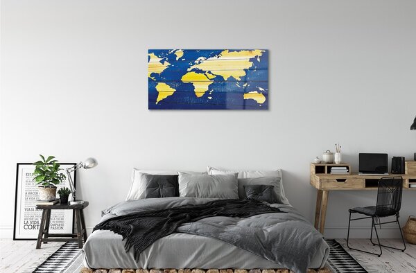 Sklenený obraz Máp na modré dosky 100x50 cm 2 Prívesky